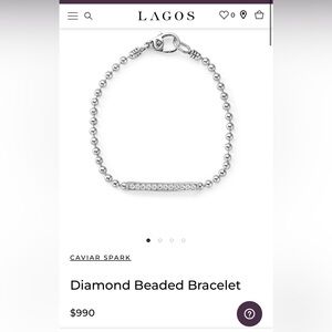 Lagos silver Caviar Spark diamond bar bracelet